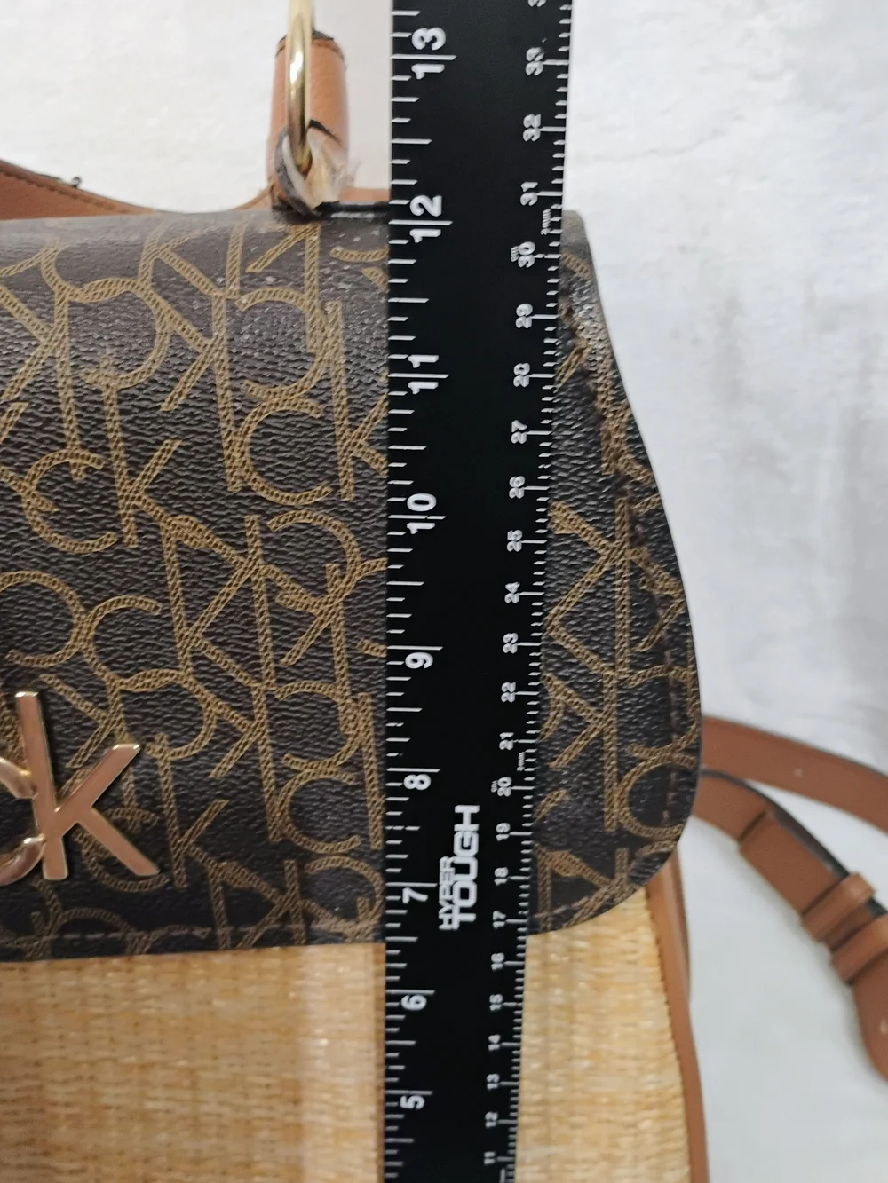 Calvin Klein Monogram‎ Straw Flap Backpack Purse Bag See Photos O
